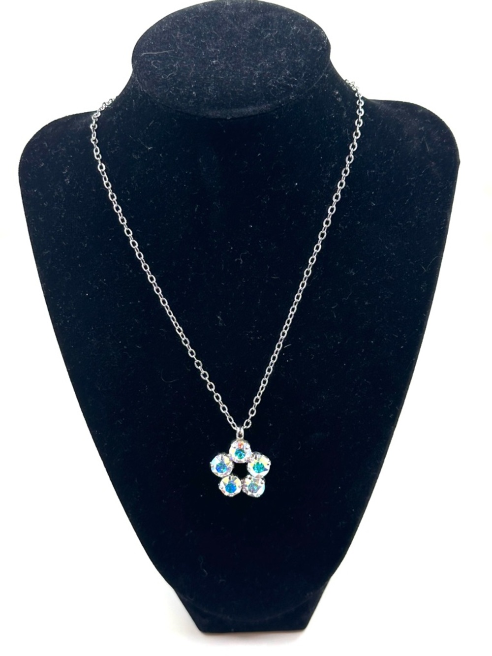 Aurora Borealis Flower Pendant Necklace